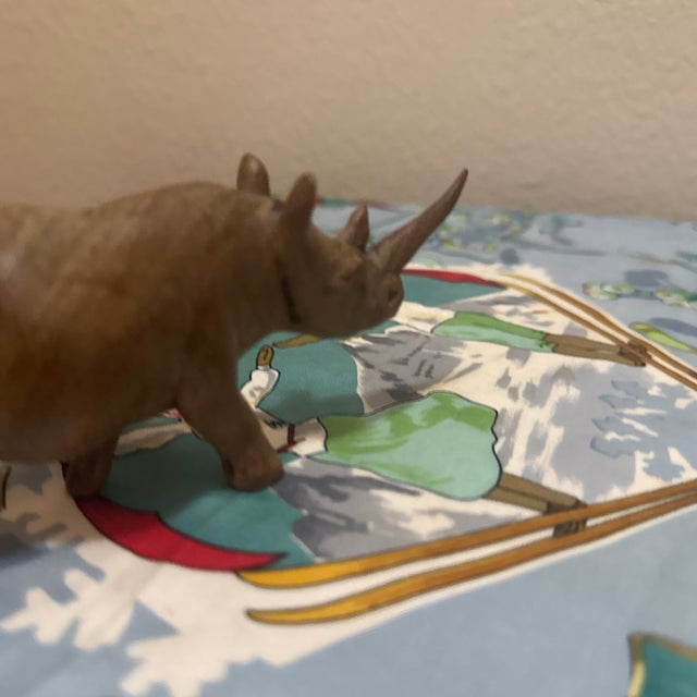 Mid-Century Modern Hand-Carved Wood Rhinoceros Sculpture For Sale In Minneapolis - Image 6 of 8