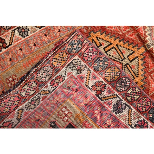 1970s Vintage Handmade Wool Cotton Orange Runner Rug For Sale - Image 10 of 11