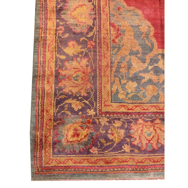 1920s Red Ground Donegal Medallion Antique European Arts & Crafts Large Wool Rug For Sale In New York - Image 6 of 7