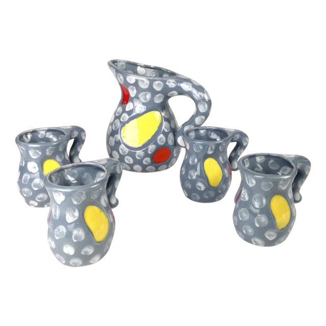 Drink Service from Vallauris, France, 1970s, Set of 5 For Sale