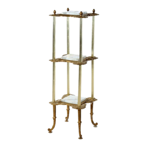 Victorian Bronzed Metal & Marble 3-Tier Plant Stand C1890