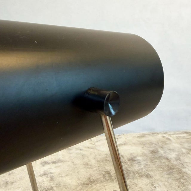 Metal British Black Enamelled Steel Table and Wall Lamp by John Brown for Plus Lighting, 1960s For Sale - Image 7 of 10