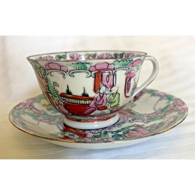1940s Medallion Tea Cup & Saucer Sets Set of 2 - 4 pcs For Sale - Image 17 of 17