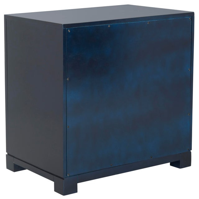 Three Drawer Greek Key Nightstand in Navy For Sale - Image 4 of 11
