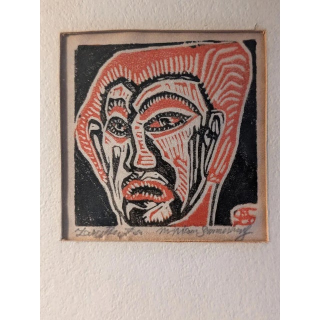 This wood block hand-painted print, titled Zarastrustra, is by Miriam Sommerburg, a well known German artist who worked in...