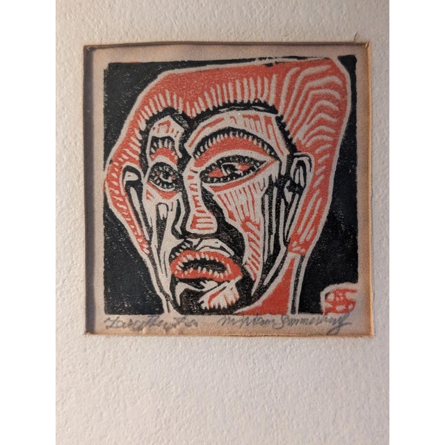 This wood block hand-painted print, titled Zarastrustra, is by Miriam Sommerburg, a well known German artist who worked in...