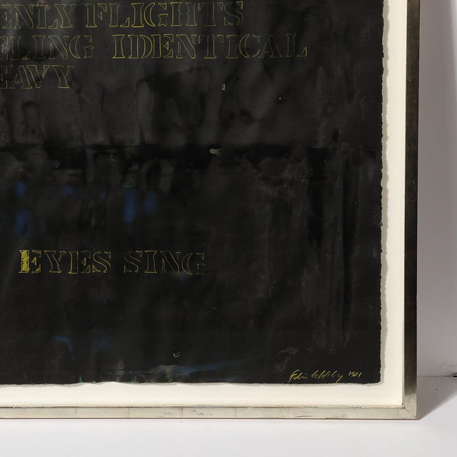 Mid-Century Modern Mid-Century Abstract Mixed Media Text Art Piece on Paper For Sale - Image 3 of 11