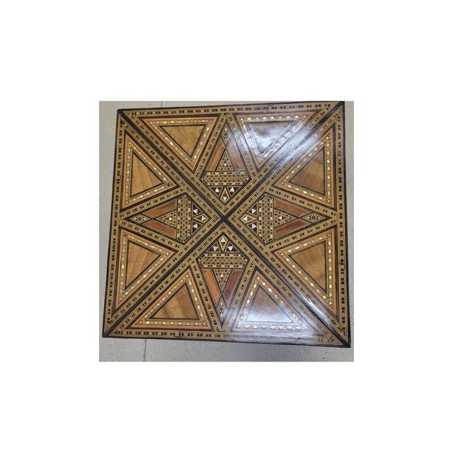Levantine Geometric Marquetry Side Table Top on Later Ebonized Stand For Sale - Image 11 of 11