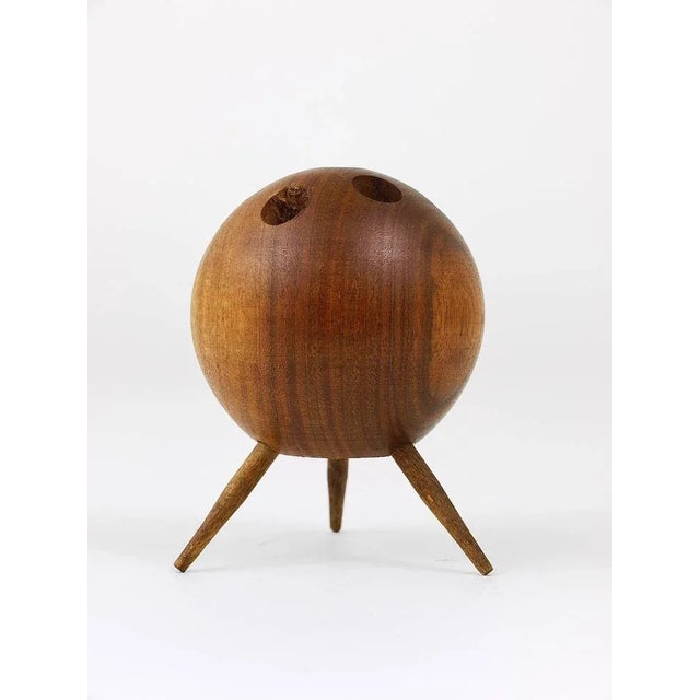 Walnut Ball Tripod Candleholder, Austria, 1950s For Sale - Image 6 of 10