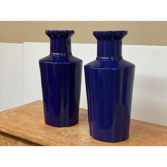 Asian Martino Interiors Glazed Ceramic Bottle Vases, Pair For Sale - Image 3 of 12