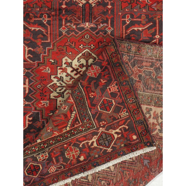 Vintage Hand-Knotted Persian Heriz Rug 8'0" X 10'10" For Sale In Washington DC - Image 6 of 6