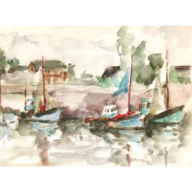 French Watercolor - Fishing Boats For Sale - Image 4 of 4