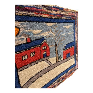 Vintage Folk Art Hand Hooked Rag Mat c.1940 For Sale
