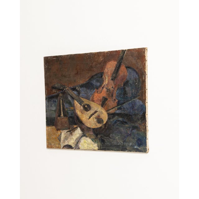 Early 20th Century France Brown Canvas Painting For Sale - Image 13 of 15