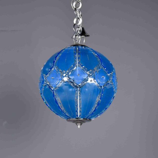 Metal 1960s Mid-Century Modern Italian Murano Glass Pendant Light by Zero Quattro for Fontana Arte For Sale - Image 7 of 8