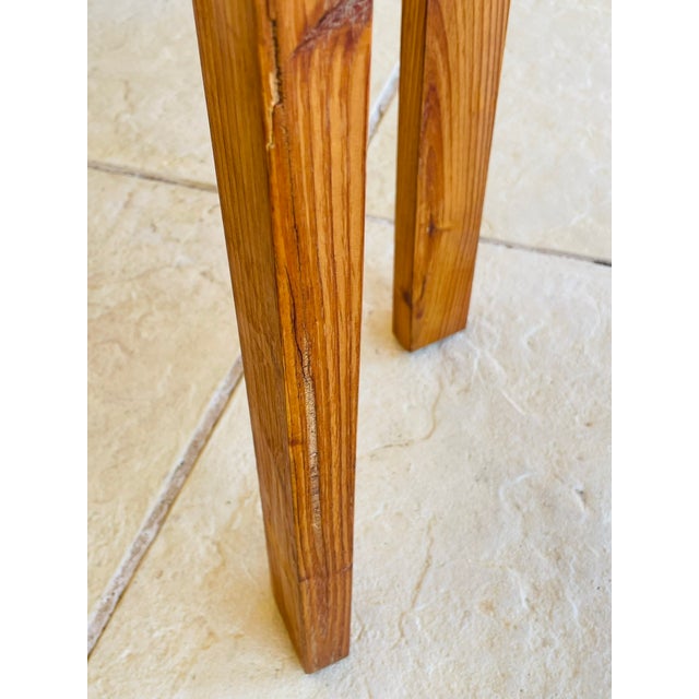 Vintage Fir Wood Stool with Fins, 1970s For Sale - Image 10 of 18