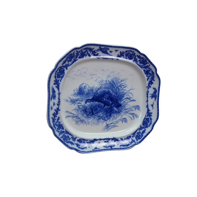Antique Royal Cauldon flow blue ironstone meat / turkey platter, made in England. Incised W mark, Circa 1904 to 1920....