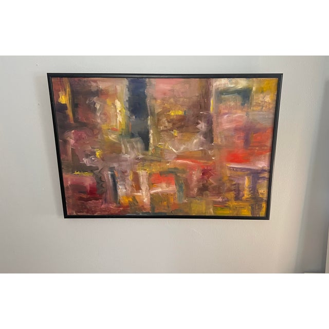 1980s 1980s Vintage Abstract Contemporary Acrylic Artwork, Framed For Sale - Image 5 of 7