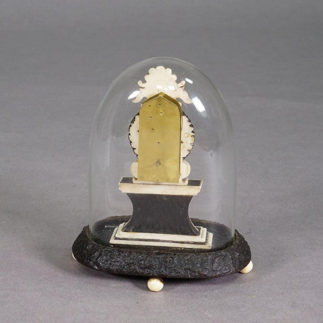 Antique Mantel Clock Under Glass Dome, Ca. 1870 For Sale - Image 4 of 9