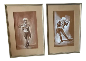 Musicians Watercolor Paintings - a Pair