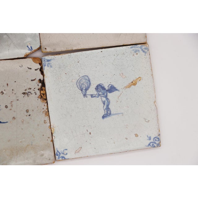18th Century Set of Four Delft Tiles, Earthenware For Sale - Image 6 of 7