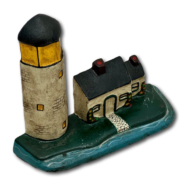 Excellent Antique American Cast Iron New England Cape Cod Lighthouse & Salt Box Cottage Doorstop Circa 1920s For Sale - Image 11 of 18