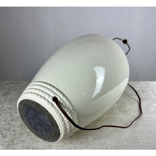 Vintage Rope Motif White Ceramic Ginger Jar Vase Table Lamp | Chairish