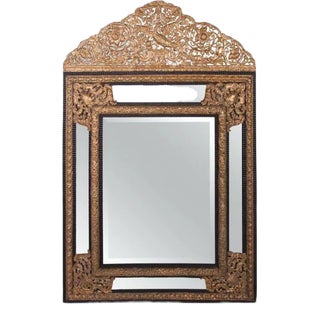 A 19th Century Napoleon Mirror With Brass Repousse For Sale