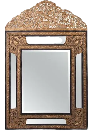A 19th Century Napoleon Mirror With Brass Repousse