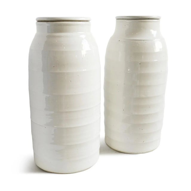 Ceramic Vintage White Ceramic Tall Jin Jar For Sale - Image 7 of 8
