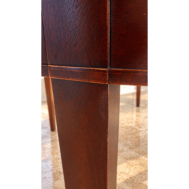Wood Baker Furniture Round Mahogany Sunburst Inlaid Center Table For Sale - Image 7 of 14
