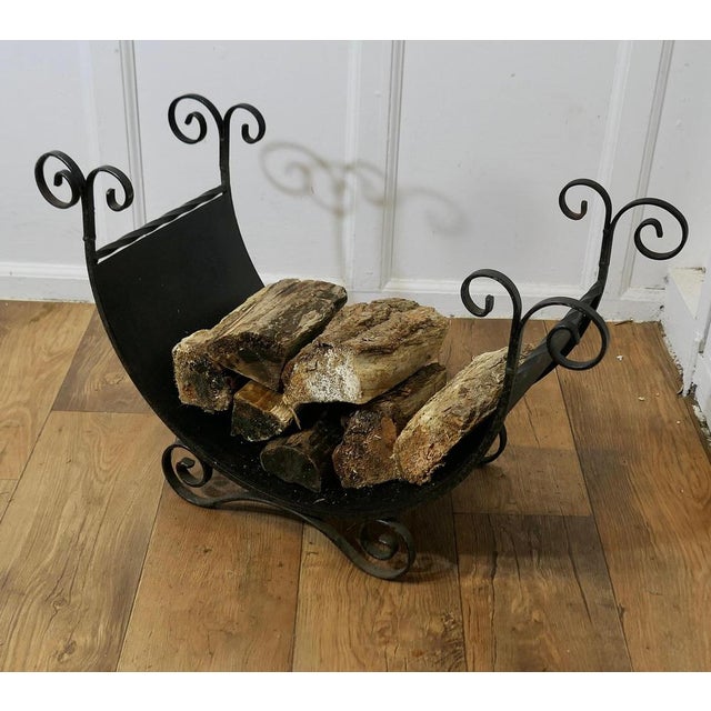 Wrought Iron Log Carrier, 1960s For Sale - Image 4 of 7