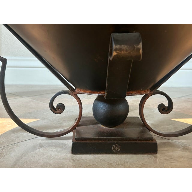 Jan Barboglio Hand-Forged Iron Pedestal Centerpiece Bowl With Scroll Handles For Sale - Image 6 of 7
