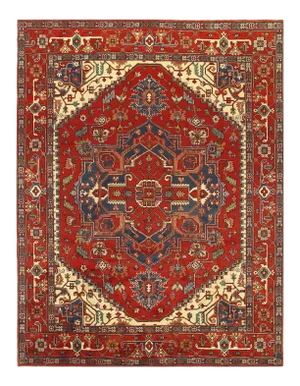 Pasargad Indo Hand-Knotted Serapi Rug - 9′ × 12′
