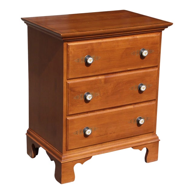 Vintage L. Hitchcock Stenciled Solid Maple Nightstand End Table Chairish