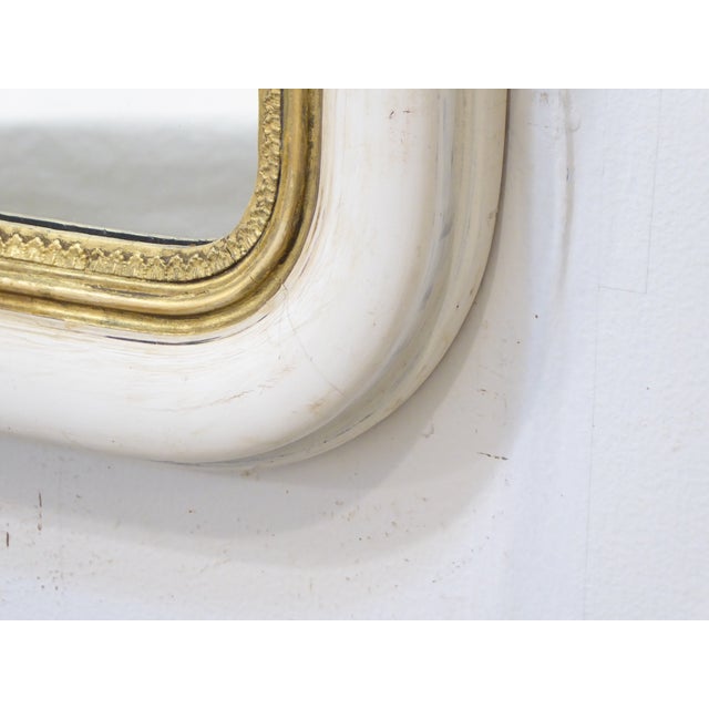 American Antique Curved Corner Whitewashed Mirror For Sale - Image 3 of 4