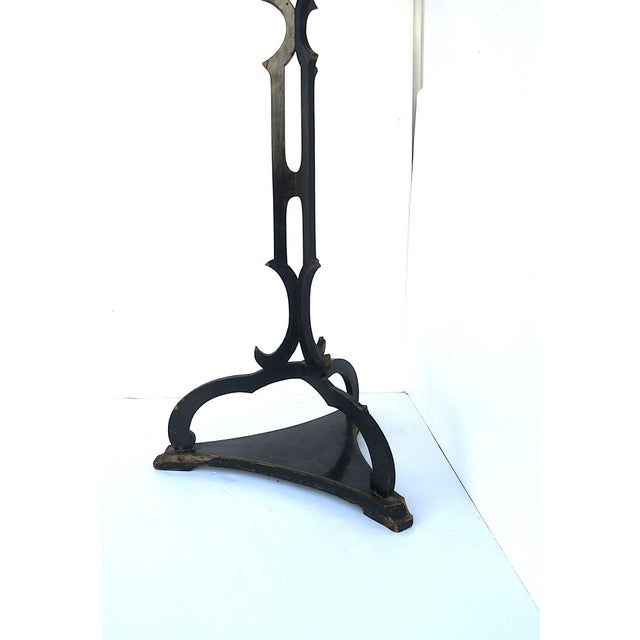 Victorian Black Lacquer Column Pedestal Plant Stand, Tall For Sale - Image 10 of 12