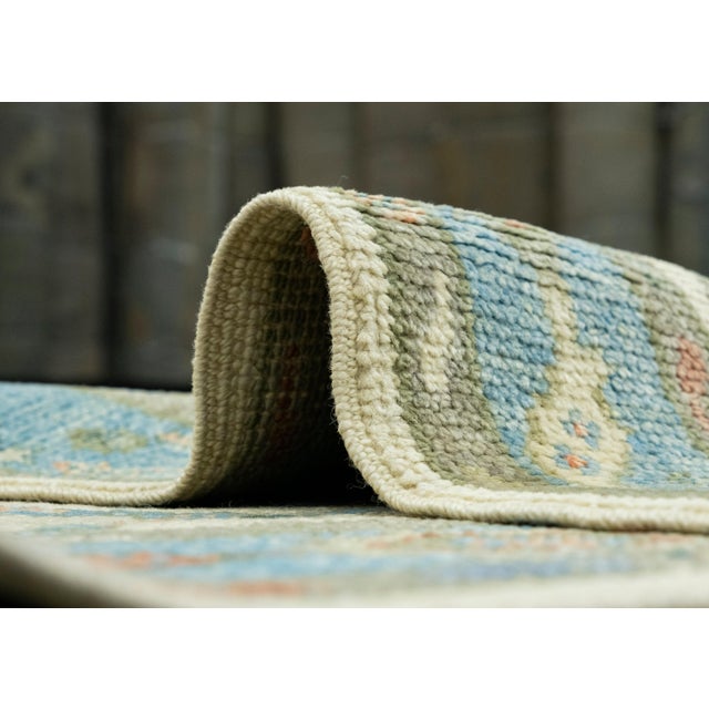 Blue Turkish Oushak Runner Rug 2'4" x 6' #17070 For Sale - Image 8 of 8