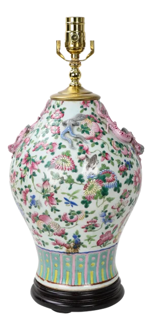 Early 19th Century Famille Rose Vase Table Lamp
