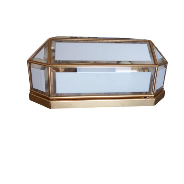 Glass Square Wall Light in White Opaline Glass and Gold Patinated Metal, Italy, 1970s For Sale - Image 7 of 10