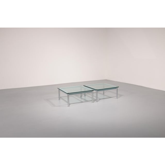 LC-10 Coffee Tables in Light Blue Glass by Le Corbusier for Cassina, 1960s, Set of 2 For Sale - Image 9 of 14