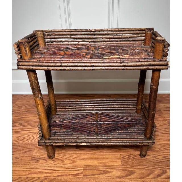 Antique Adirondack Twig Two Tiered Side Table For Sale - Image 10 of 12