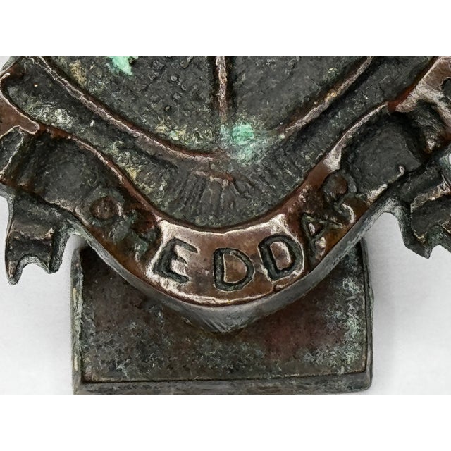 British Cheddar Bronze Door Knocker Heraldic Coat of Arms Shield Fleur De Lys C1925 For Sale - Image 18 of 18