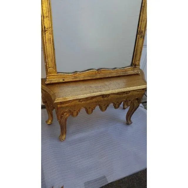 Glass Regency LaBarge French Italian Mirror & Console Table For Sale - Image 7 of 11