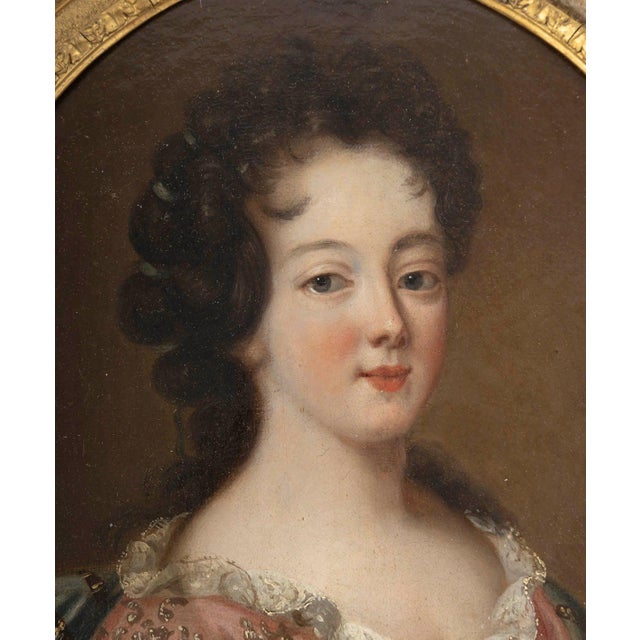 Three Portraits of The Princesses of Bourbon, Oil on Canvases, 18th Century, Framed For Sale - Image 4 of 15