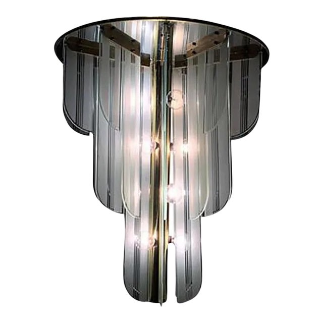 Art Deco Revival Glass Chandelier For Sale
