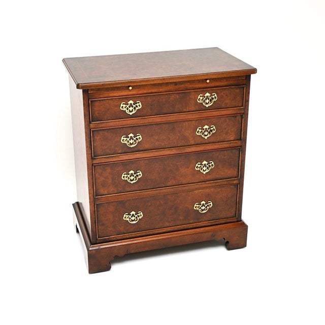 Vintage Georgian Burr Walnut Chest of Drawers, 1950 For Sale - Image 11 of 11