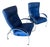 Pair of Vintage Lafer Billie Blue Leather Lounge Chairs, Brazil For Sale
