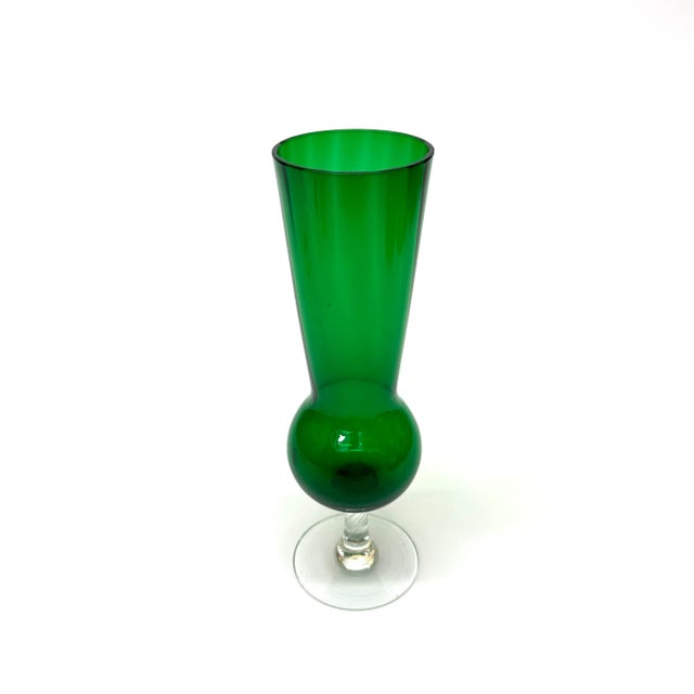 Late 20th Century Apple Green Stemmed Glass Curation - Group of 5 For Sale - Image 5 of 8