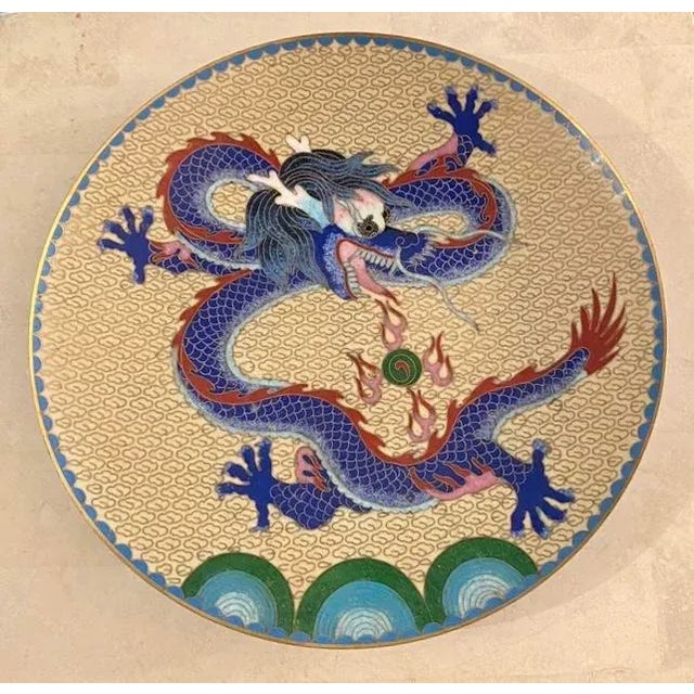 Late 20th Century Cloisonné Dragon Plate For Sale - Image 10 of 11